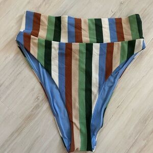 Aerie Multicolor Striped Textured Bikini Bottom
